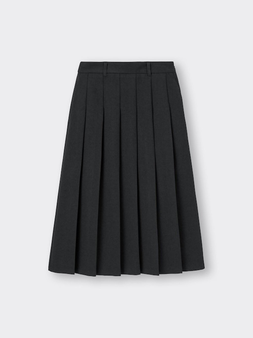 Gu Japan Classic Black Pleated Midi Skirt